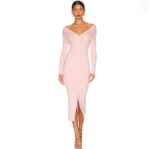 REVOLVE One Grey Day Isla Sexy Soft Pink Cotton/Cashmere Blend Sweater Dress - Picture 11 of 11